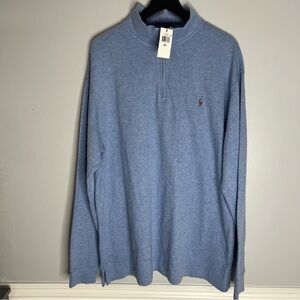 Polo Ralph Lauren Estate Rib Quarter Zip Pullover Mens XL Tall Heather Blue